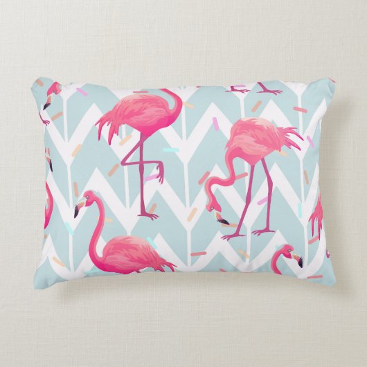 Beautiful seamless tropical pattern with pink flam アクセントクッション (正面)