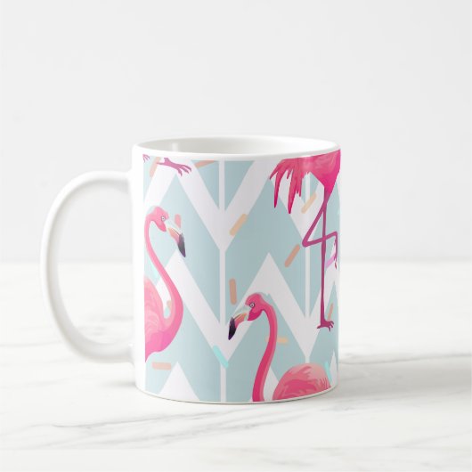 Beautiful seamless tropical pattern with pink flam コーヒーマグカップ (左)