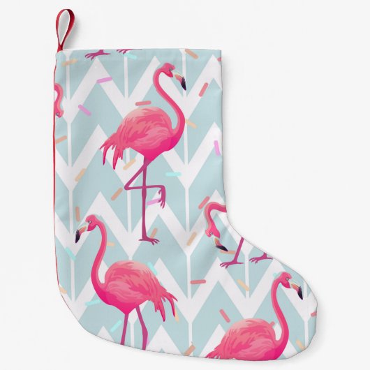 Beautiful seamless tropical pattern with pink flam スモールクリスマスストッキング (正面)