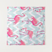 Beautiful seamless tropical pattern with pink flam タペストリー (正面(横))