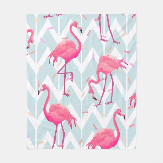 Beautiful seamless tropical pattern with pink flam フリースブランケット (正面)