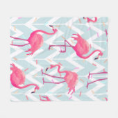 Beautiful seamless tropical pattern with pink flam フリースブランケット (正面(横))