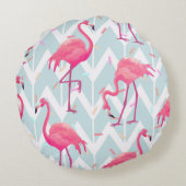 Beautiful seamless tropical pattern with pink flam ラウンドクッション (裏面)