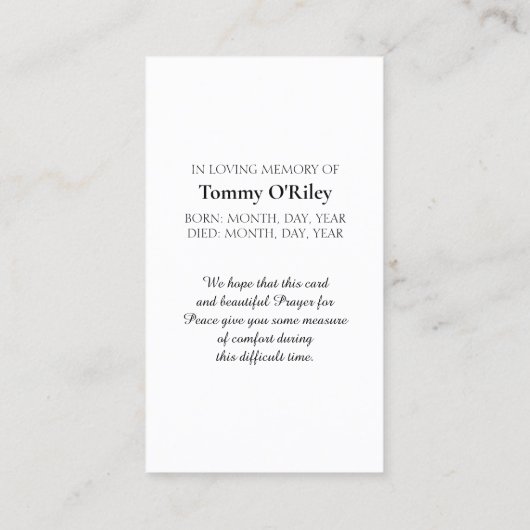 Beautiful Serenity Prayer Card Purple Blue Green 名刺 (裏面)