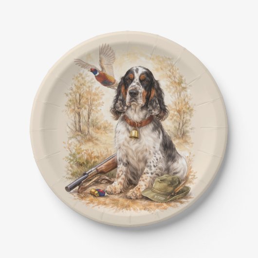 Beautiful Setter with Pheasants , Art ペーパープレート (正面)