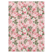 Beautiful Shabby Chic Pink Christmas Floral Berry テーブルクロス (正面)