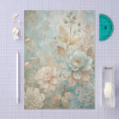 Beautiful Shades of Blue Floral Background 薄葉紙 (クラフト)