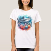 BEAUTIFUL SHARK IN OCEAN WITH FISH AND CORAL  Tシャツ (正面)