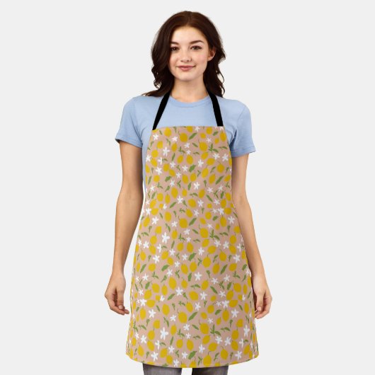 Beautiful Sicilian Lemon Kitchen Apron  エプロン (着用した状態)
