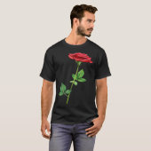 Beautiful Single Red Rose Flower Love For Floral Tシャツ (正面フル)