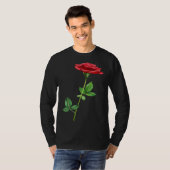 Beautiful Single Red Rose Flower Love For Floral Tシャツ (正面フル)