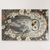 Beautiful Snowy Owl William Morris Inspired ジグソーパズル (横)