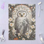 Beautiful Snowy Owl William Morris Inspired 薄葉紙 (クラフト)