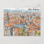 Beautiful Sofia Bulgaria Watercolor Painting City ポストカード (正面)
