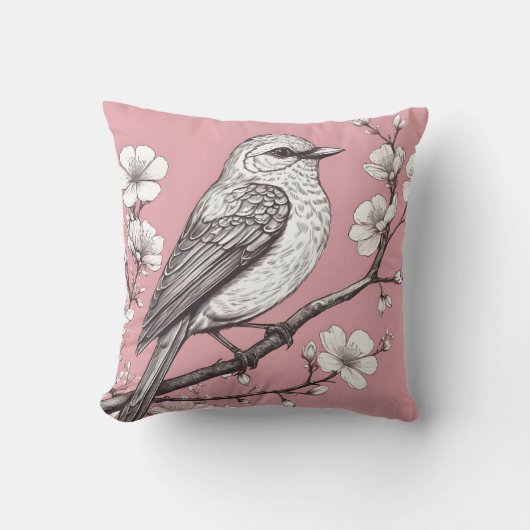 Beautiful songbird illustration クッション (正面)