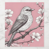 Beautiful songbird illustration ワインラベル (シングルラベル)