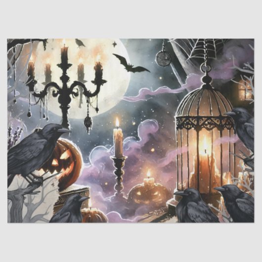 Beautiful Spooky Haunted Halloween Decoupage 薄葉紙 (正面)