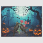 Beautiful Spooky Haunted Raven Halloween Decoupage 薄葉紙 (正面)