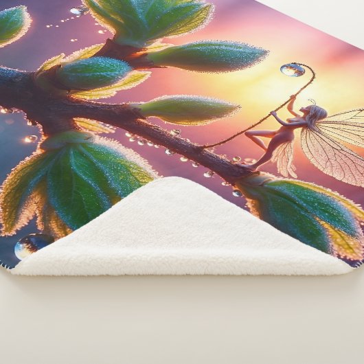 Beautiful spring nature with miniature pixie art シェルパブランケット (3/4)