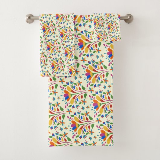Beautiful Spring Otomi Flower Pattern cute summer バスタオルセット (インサイチュ)