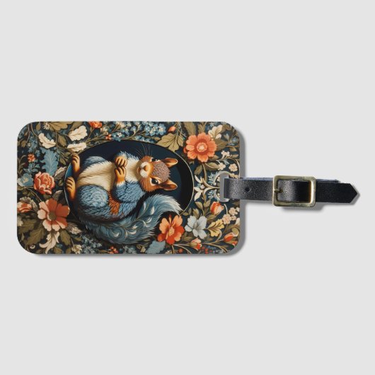 Beautiful Squirrel William Morris Inspired ラゲッジタグ (正面横)