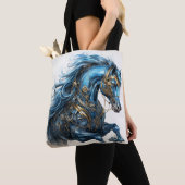 Beautiful Steampunk Stallion Blue Black トートバッグ (クローズアップ)
