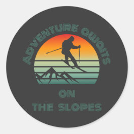 Beautiful sticker for skiing and adventure lovers. ラウンドシール