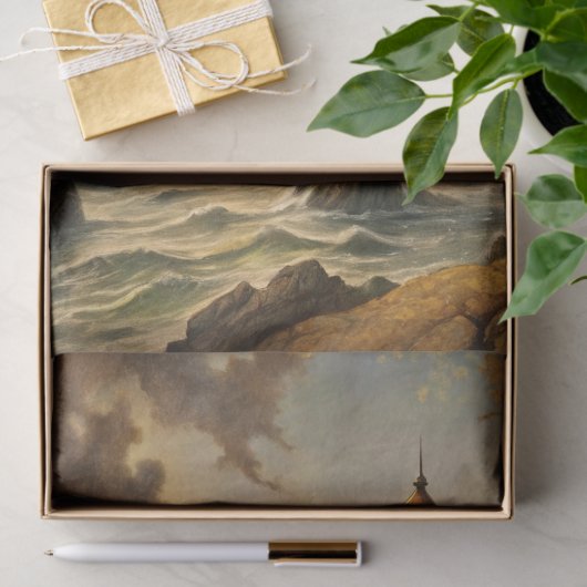 Beautiful Stormy Coastal Lighthouse Decoupage 薄葉紙 (ギフト)