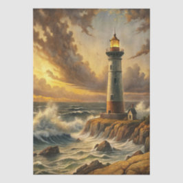 Beautiful Stormy Coastal Lighthouse Decoupage 薄葉紙