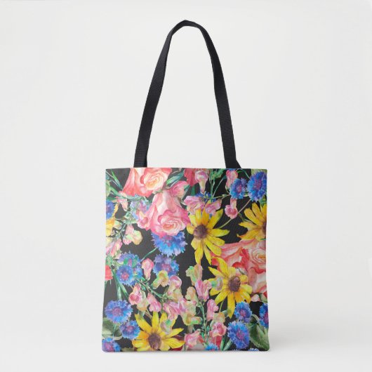 Beautiful Summer flowers with roses. Floral seamle トートバッグ (正面)