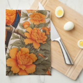 Beautiful Sun Conure William Morris Inspired キッチンタオル (四つ折り)