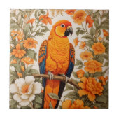 Beautiful Sun Conure William Morris Inspired タイル (正面)