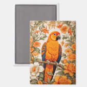Beautiful Sun Conure William Morris Inspired マグネット (正面/裏面)