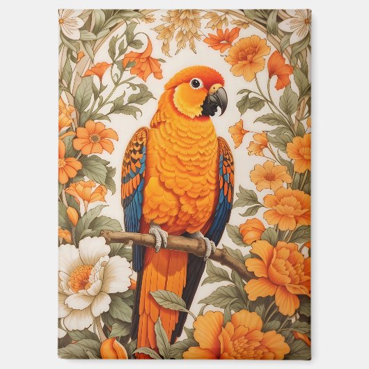 Beautiful Sun Conure William Morris Inspired マグネット (正面)