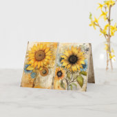 Beautiful sunflowers folded greeting card カード (黄色い花)