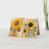 Beautiful sunflowers folded greeting card カード (正面)