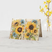 Beautiful sunflowers folded greeting card カード (黄色い花)