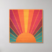Beautiful Sunny Sun Rays Southwestern Folk Art キャンバスプリント (正面)