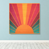 Beautiful Sunny Sun Rays Southwestern Folk Art キャンバスプリント (インサイチュ (ウッドフロア))