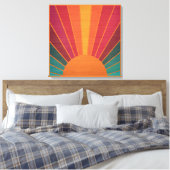 Beautiful Sunny Sun Rays Southwestern Folk Art キャンバスプリント (インサイチュ (寝室))