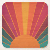 Beautiful Sunny Sun Rays Southwestern Folk Art スクエアペーパーコースター (正面)