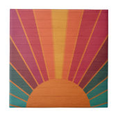 Beautiful Sunny Sun Rays Southwestern Folk Art タイル (正面)