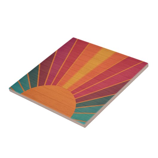 Beautiful Sunny Sun Rays Southwestern Folk Art タイル (側面)