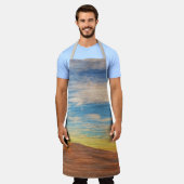 Beautiful Sunrise Over Sand Dunes On Wood エプロン (着用した状態)