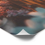 Beautiful Sunrise Spring Meadow White Wildflowers  ポスター (コーナー)