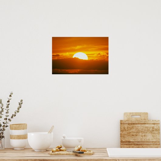 Beautiful Sunset: Moorea, outer reef pass, Tahiti ポスター (キッチン)