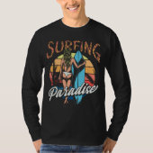 Beautiful Surfing Surfboard Retro Graphic Tシャツ (正面)
