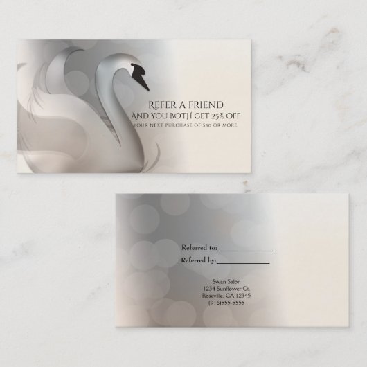 Beautiful Swanエレガント Refer a Friend Client Card 紹介カード (正面/裏面)