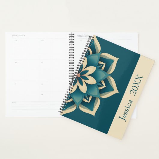 Beautiful Teal Spiritual Chic Mandala Modern  プランナー手帳 (ディスプレー)