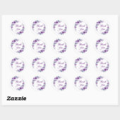 Beautiful Thank You Note Purple Floral Wreath ラウンドシール (シート)